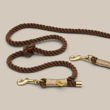Drew's Dogwear Brown // Adjustable and soft rope leash (dark brown)