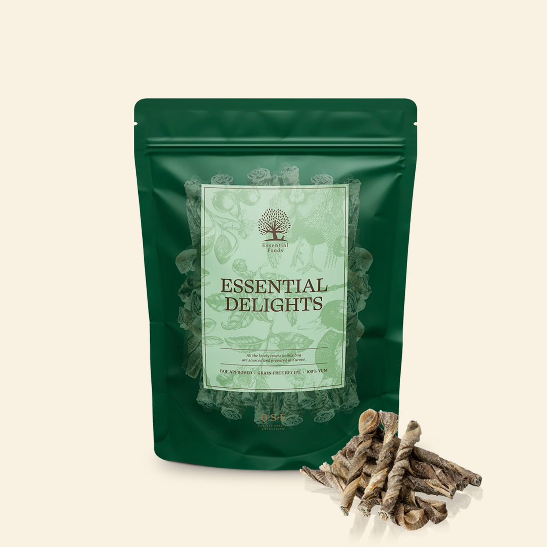 Essential North Sea Chewy Delights // 100% tørret torskeskind (170g.)