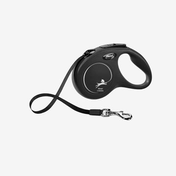 Flexi // Black retractable leash with ribbon