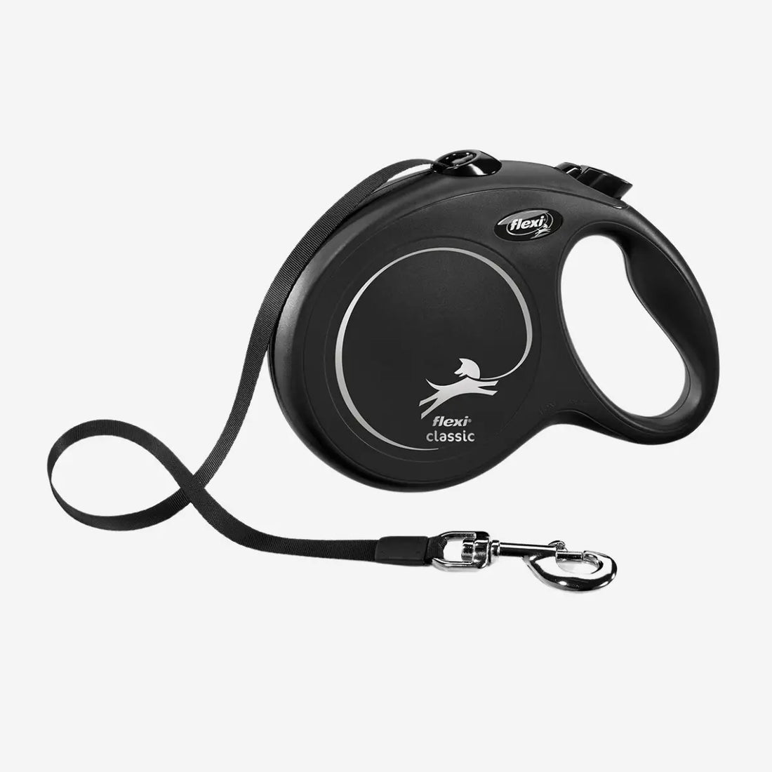 Flexi // Black retractable leash with ribbon