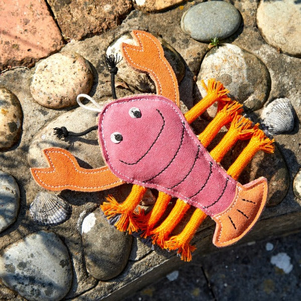 Larry The Lobster // Natural suede dog toy (lobster)
