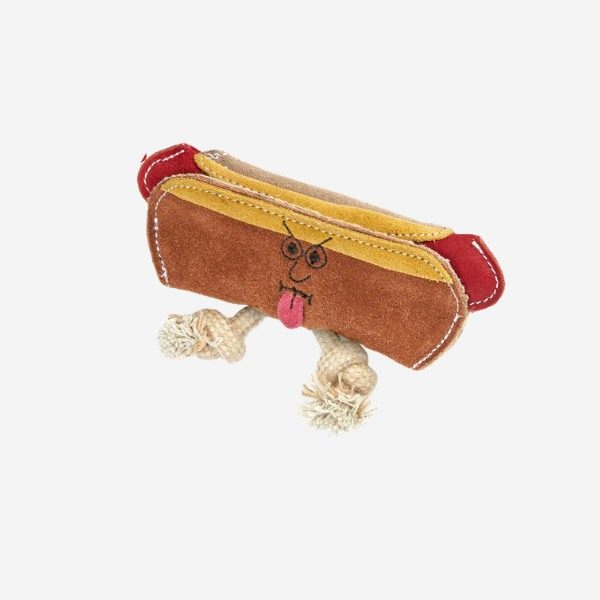 Harry The Hotdog // Suede dog toy with jute stuffing (hotdog)