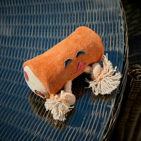 Pam Au Chocolat // Suede dog toy with jute filling (pain au chocolat)