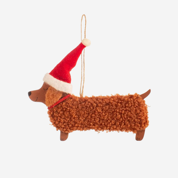 Festive Daschund // Juleophæng med gravhund i filt
