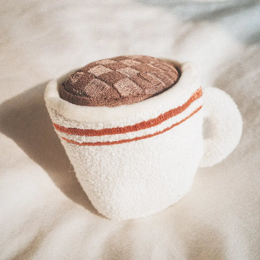 Lambwolf Latte // Removable activity toy with 'squeak' (coffee) (Kopier)