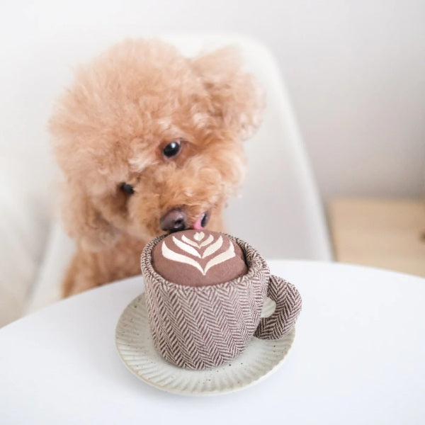 Lambwolf Latte // Removable activity toy with 'squeak' (coffee)