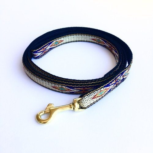 Marrakesh 3 // Dog leash in blue and yellow