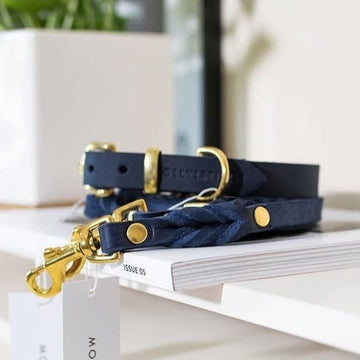 Butter Navy // Soft leather collar (navy blue)