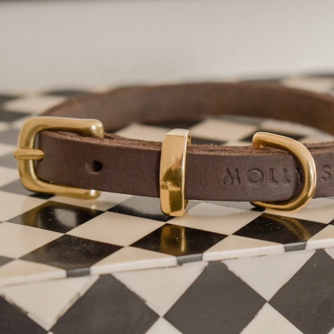 Butter Classic // Dog collar in soft leather (dark brown)