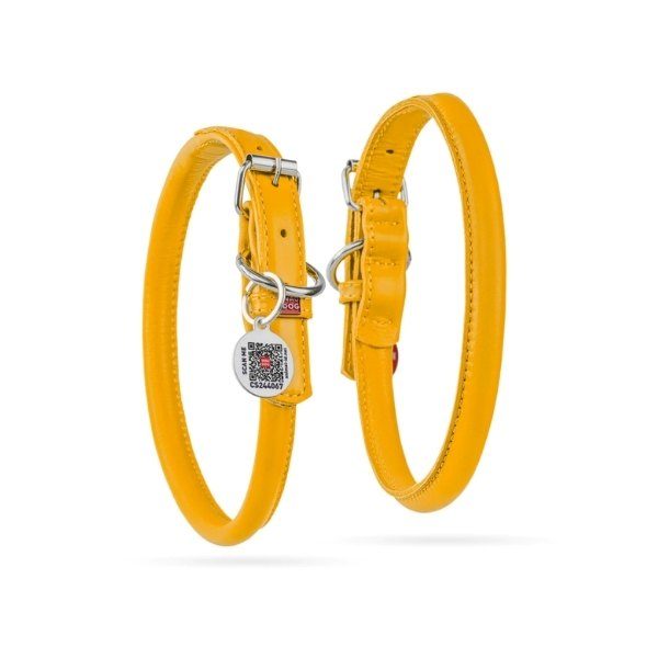 Waudog // Round-stitched leather collar (yellow)