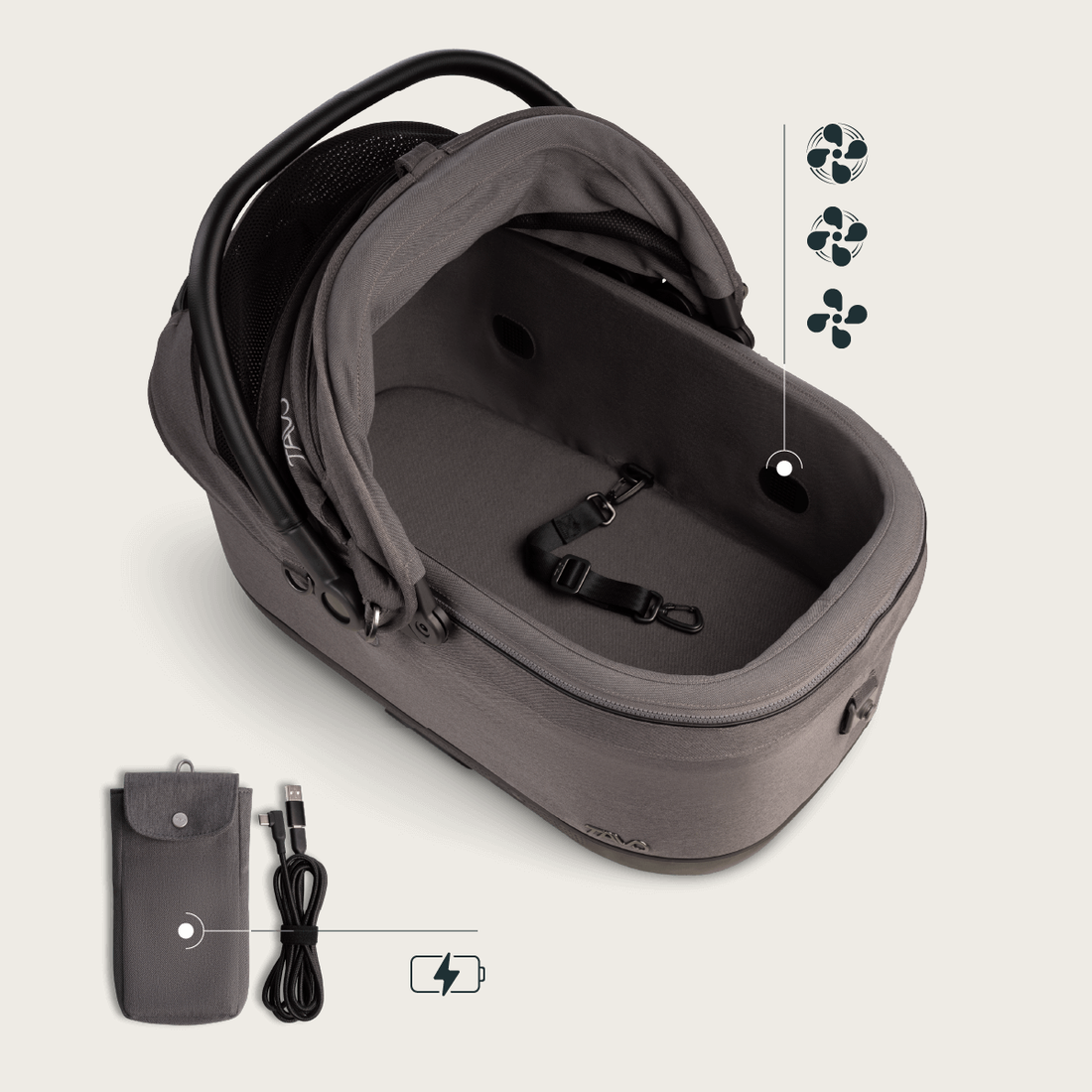 Tavo Maeve™ Iso6X Wind // Crash-testet bilsæde med ventilator & ISOFIX (max. 18 kg.)