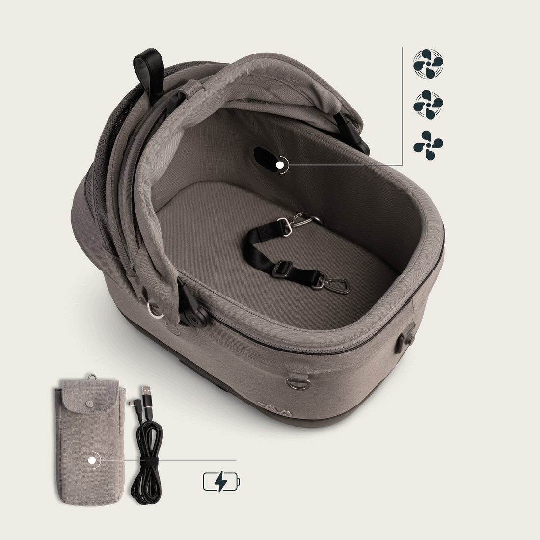 Tavo Maeve™ Iso5X Wind // Crash-testet bilsæde med ventilator & ISOFIX (max. 14 kg.)
