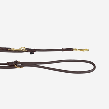 Walk'It Round Stitched // Adjustable lead in round stitched leather (dark brown)