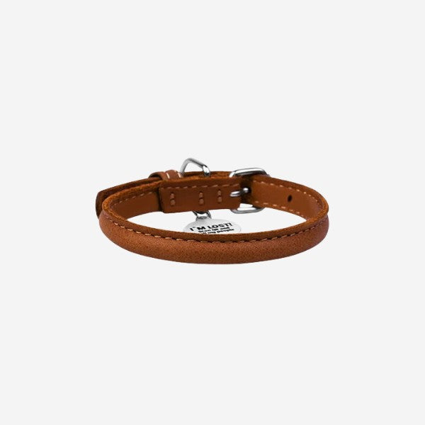Waudog // Round leather collar (cognac)