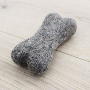 Wooldot // Dog Toy bone in 100% New Zealand wool felt (chestnut brown)