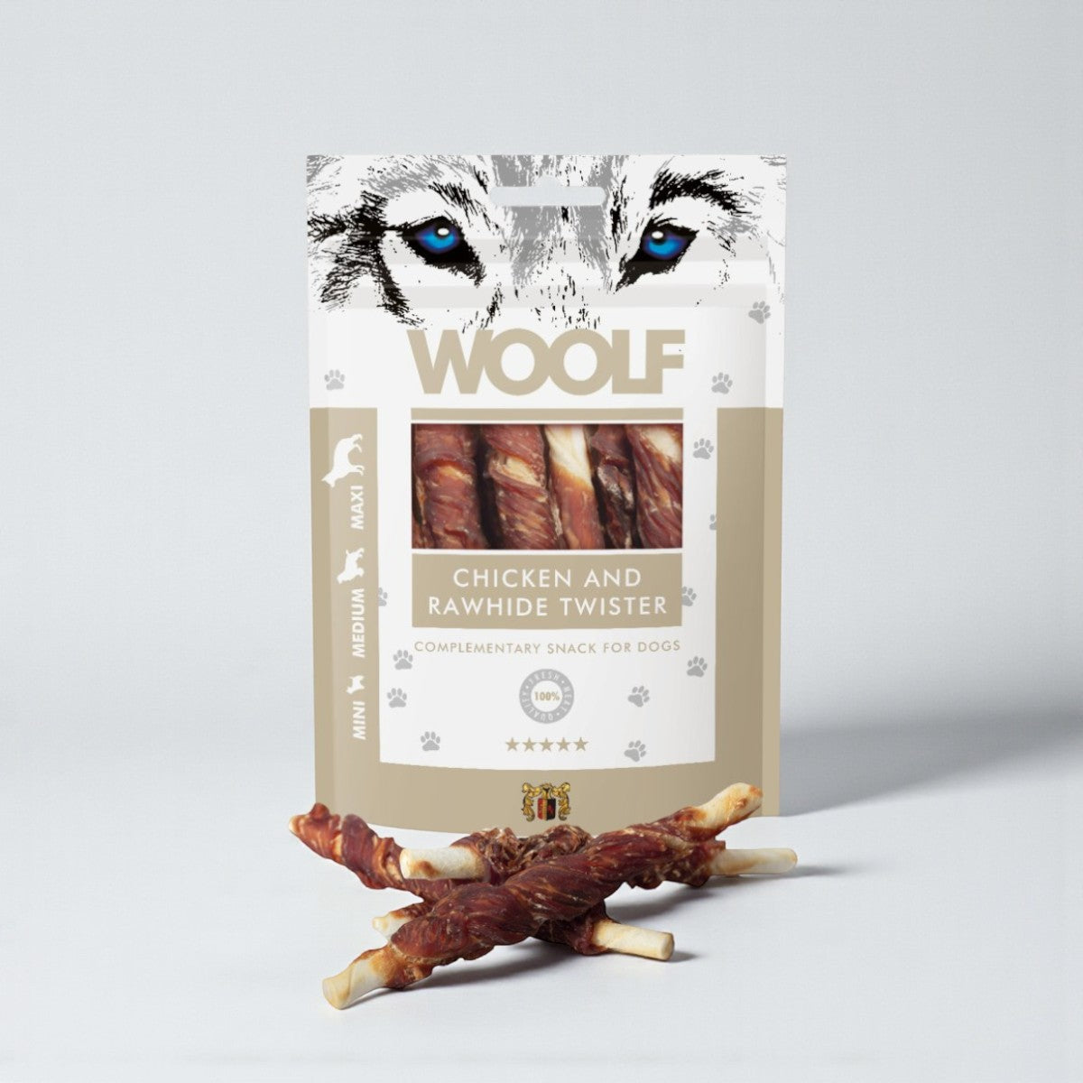 Woolf Twister // Chewing snack with beef skin and chicken