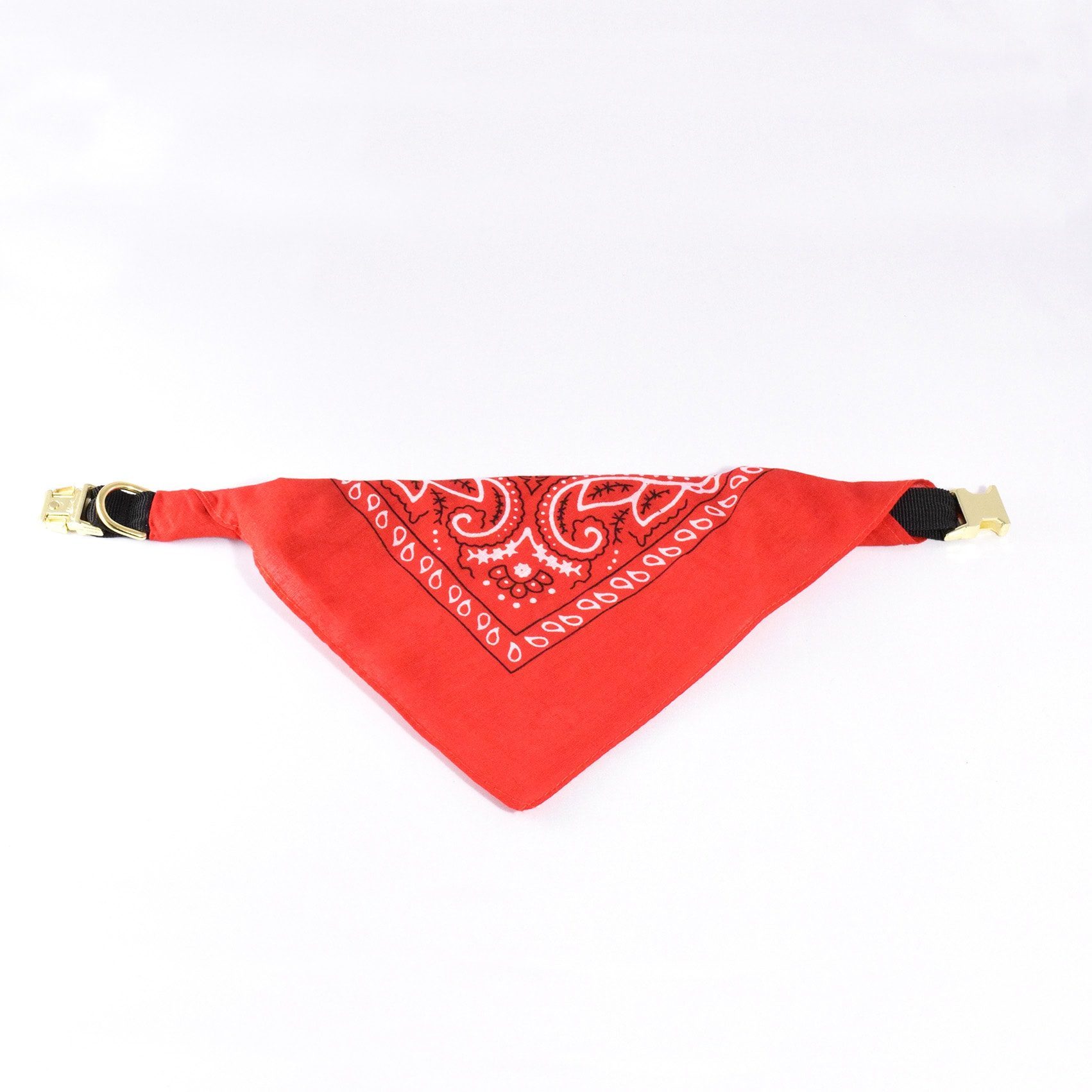 justerbart bandana halsbånd rød paisley bagside