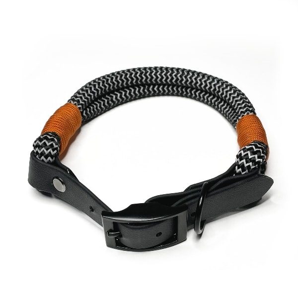 Them Ropes Sporty halsbånd // Reb halsbånd med refleks og orange detaljer