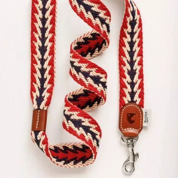 Cotton and leather dog leash in cotton and leather